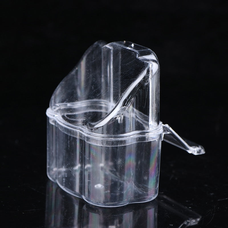 2Pcs Parrot Bird Transparent Plastic Food Cup Bowl Dispenser Waterer Box Bird Cage Feeding Tool Accessories for Parakeets