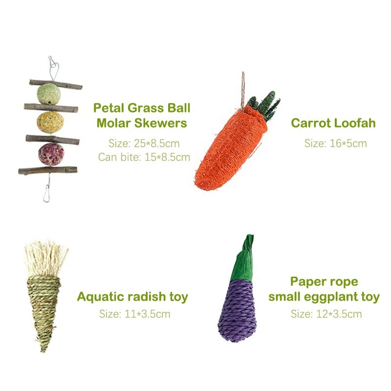 4PCS Small Pet Chewing Grass Ball Guinea Pig Rabbit Hamster Small Animal Play Teeth Grinding Chew Molar Toys Pet Supplies