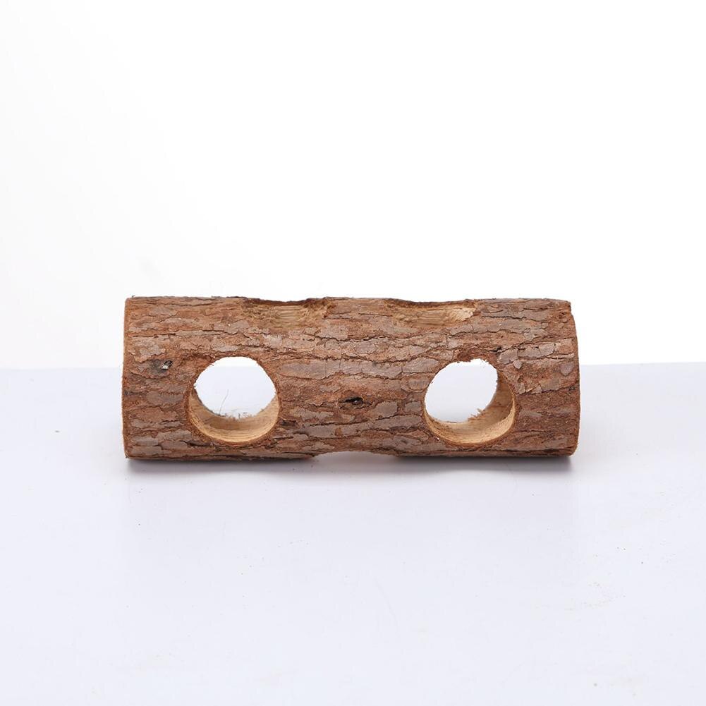 Hamster Natural Wooden Tunnels Tubes Bite-resistant Hideout Tunnel Molar Toy For Indoor Cats Dogs