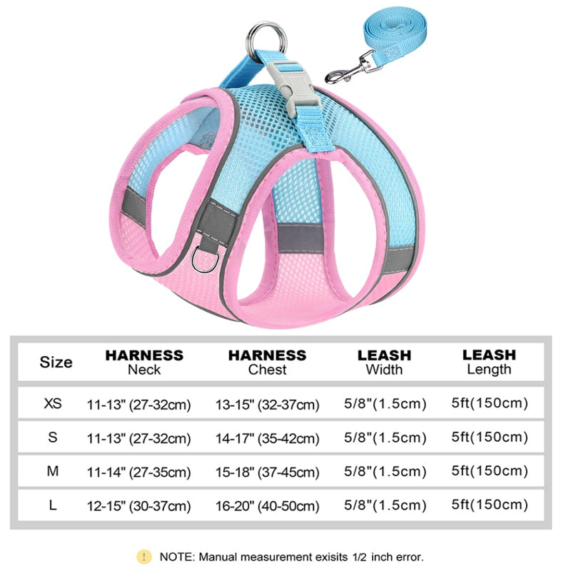 Small Cat Puppy Harness Leash Set Soft Breathable Pet Cat Harness Mesh Cat Vest with Lead for Small Cat Dogs Chihuahua Kitten