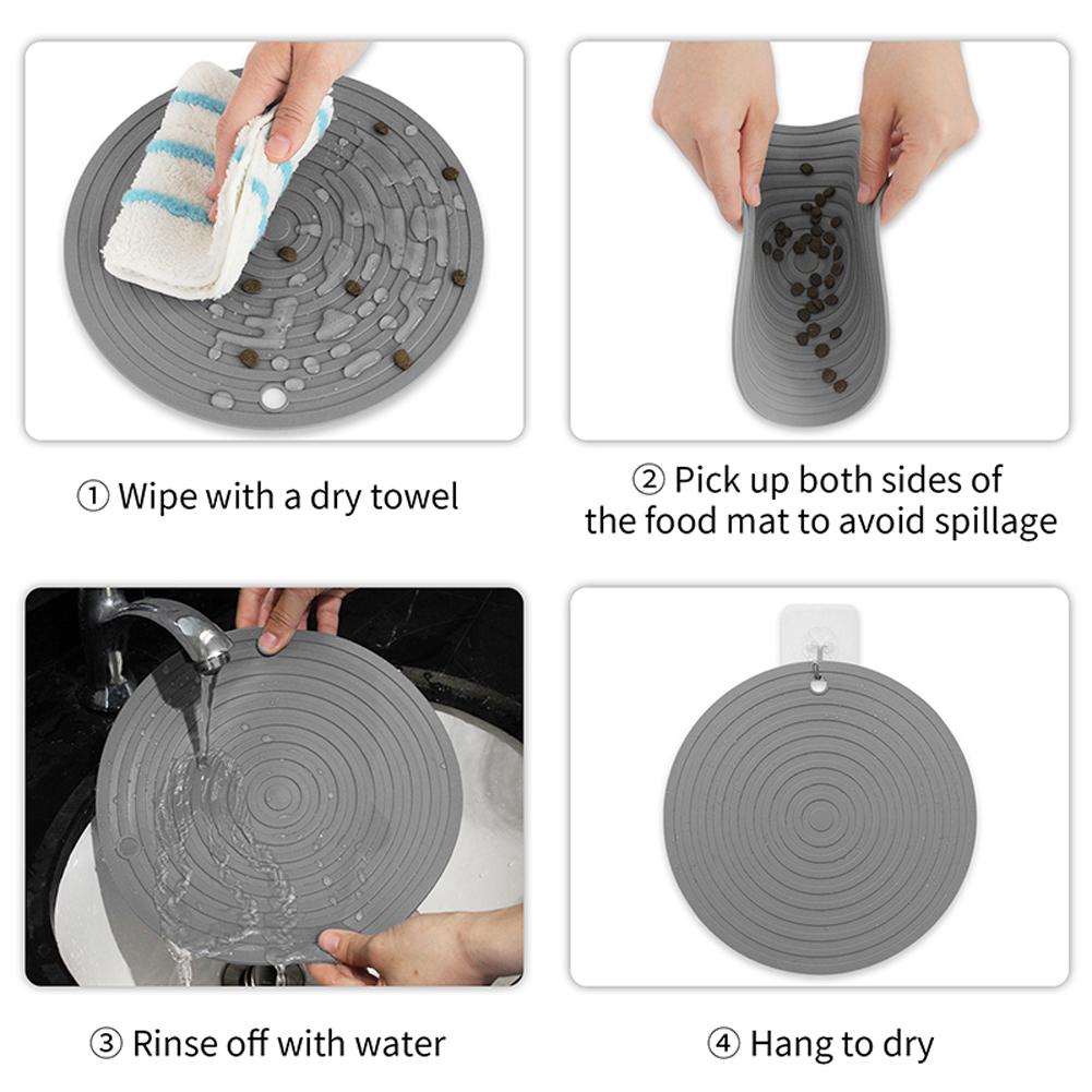 Pet Round Silicone Placemat Non-slip Solid Color Food Mat Bowl Pad Pet Supplies For Dogs Cats