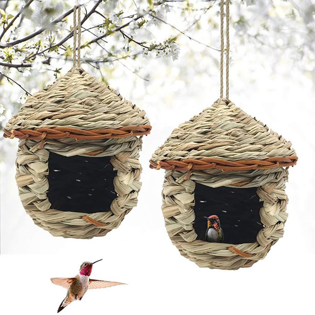 Pet Hanging Birds Nest Outdoor Hand-weaved Decorative Bird House Bird Cage Shelter For Garden Decoration