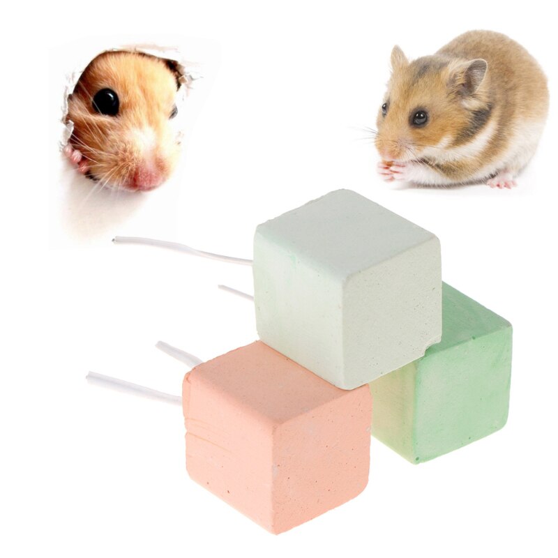2/2.5/3cm Square Grinding Stone Rabbit Rat Hamster Guinea Teeth Chew Toys Cute Teeth Molar Stone Hang Small Pet Squirrel Toys
