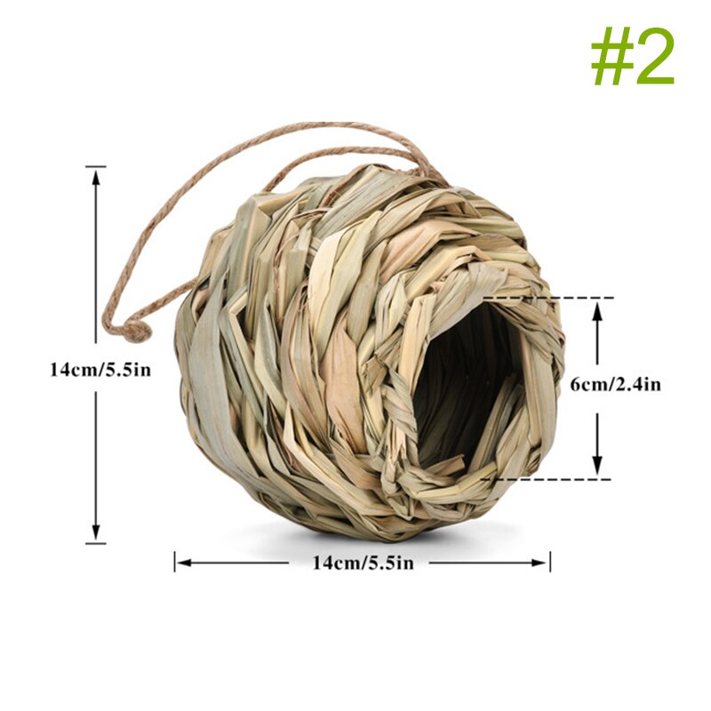 12 Style Hand-Woven House Birds Nest Shelter Hut Cage Natural Grass Hanging Sparrows Parrot Cage Straw Rope Outside Bird House