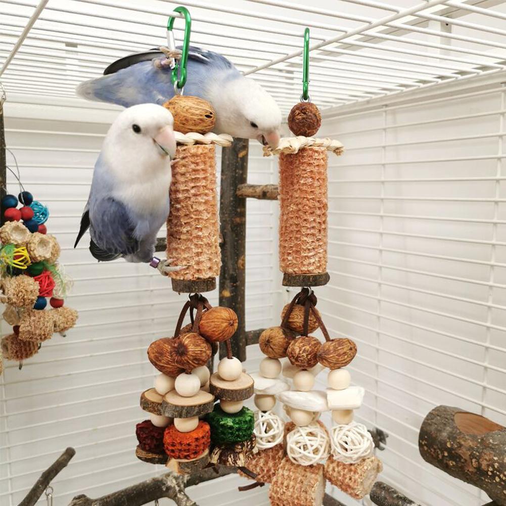 Parrot Hanging Chewing Toys Corn Cob Rattan Ball Molar Treats Toy Bird Cage Accessories For Relieve Boredom