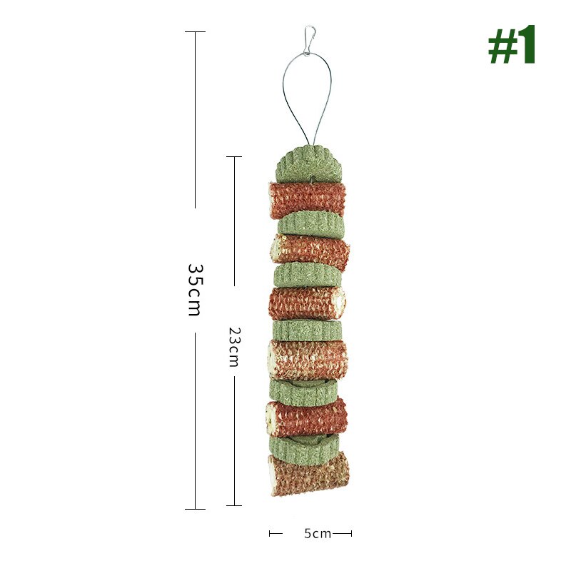 Natural Organic Corncob Pet Chew Toy Molars Snack for Rabbit Hamster Guinea Pigs Bite Grind Teeth Grass Cakes Bunny Hanging Toys