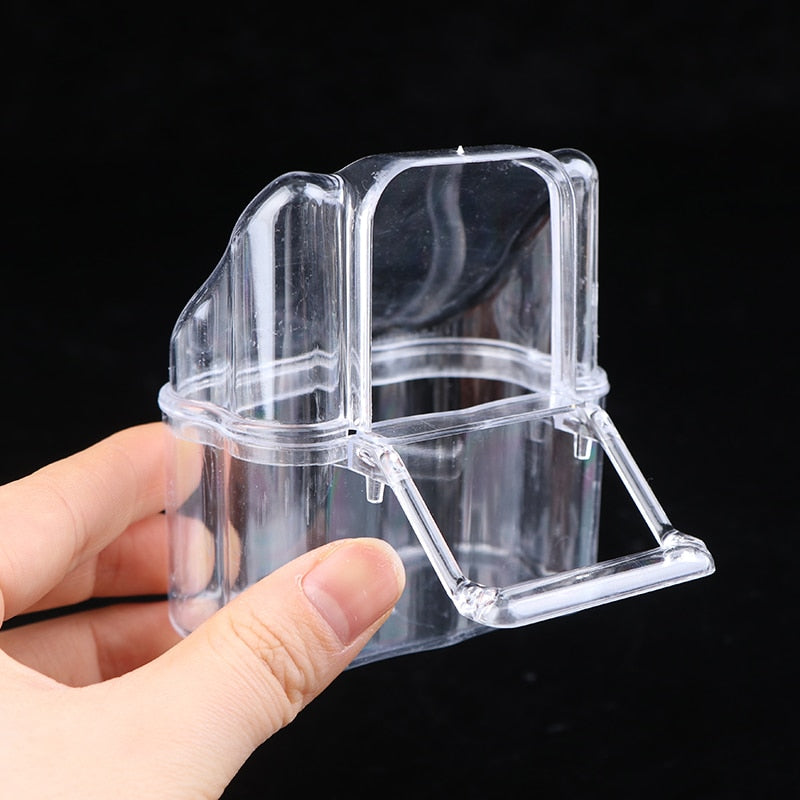 2Pcs Parrot Bird Transparent Plastic Food Cup Bowl Dispenser Waterer Box Bird Cage Feeding Tool Accessories for Parakeets