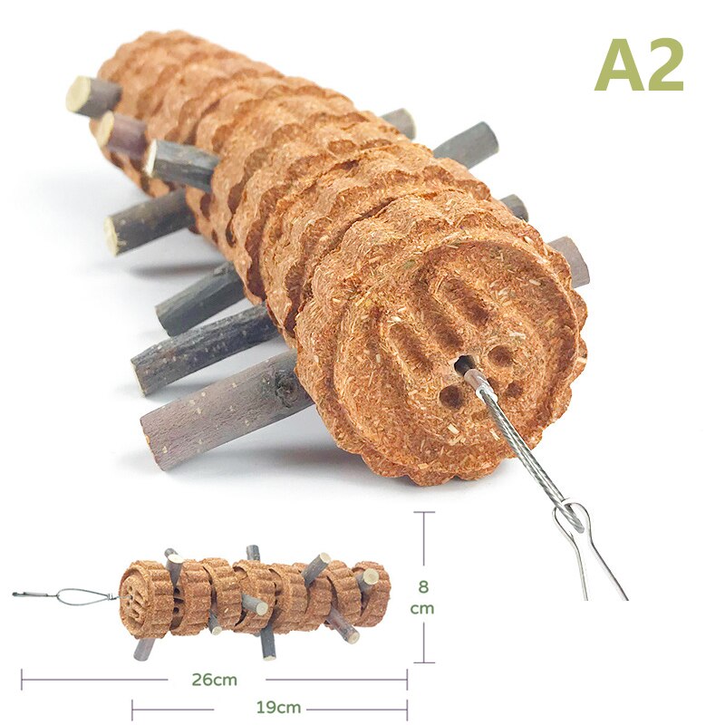 Guinea Pig Bite Grind Teeth Toys Pets Apple Branch Sticks with Grass Ball Molar Bunny Chew Toy for Rabbit Hamster Chinchilla