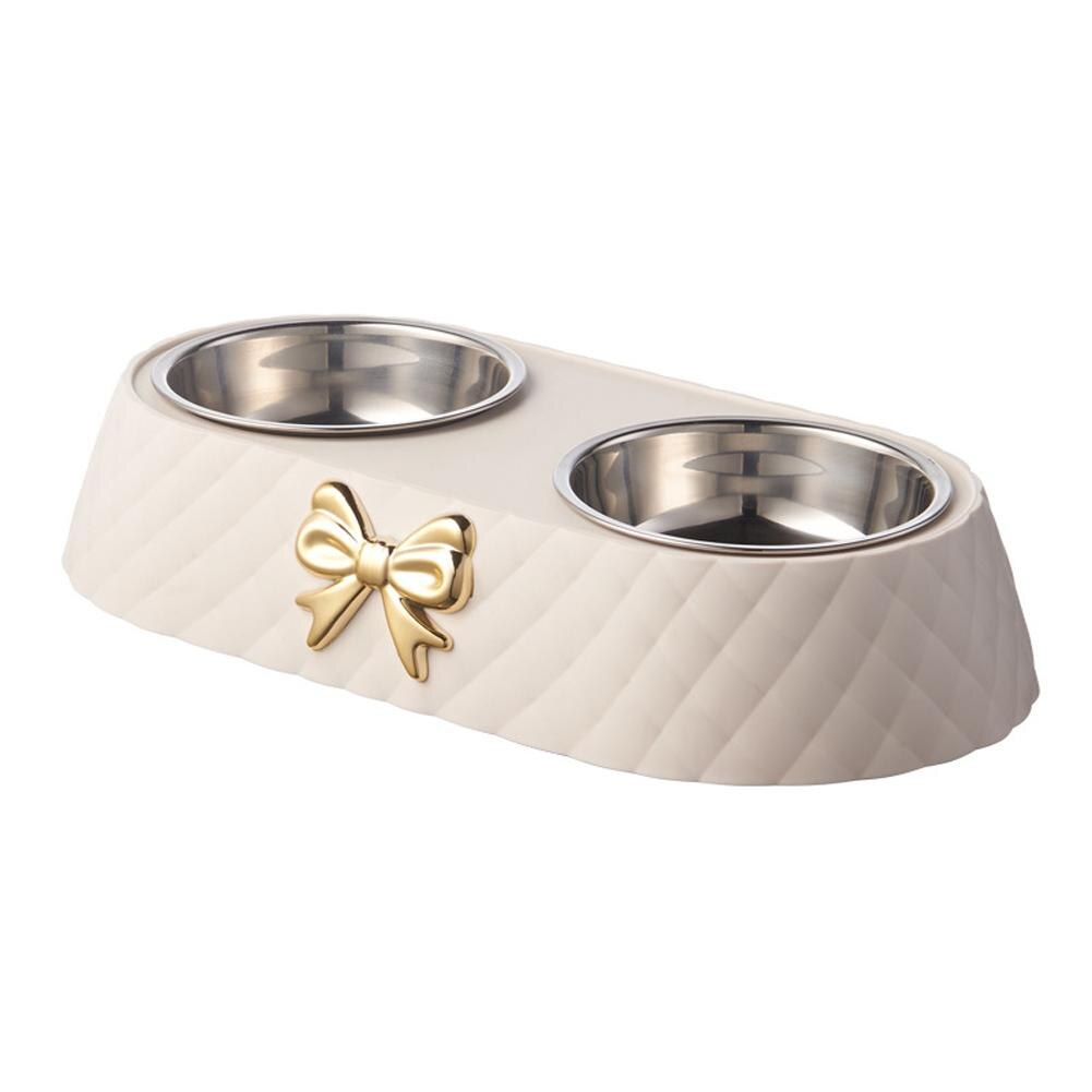 Pet Food Bowl Detachable 201 Stainless Steel Double Bowl Bow-tie Decoration Pet Accessories For Cats Dogs