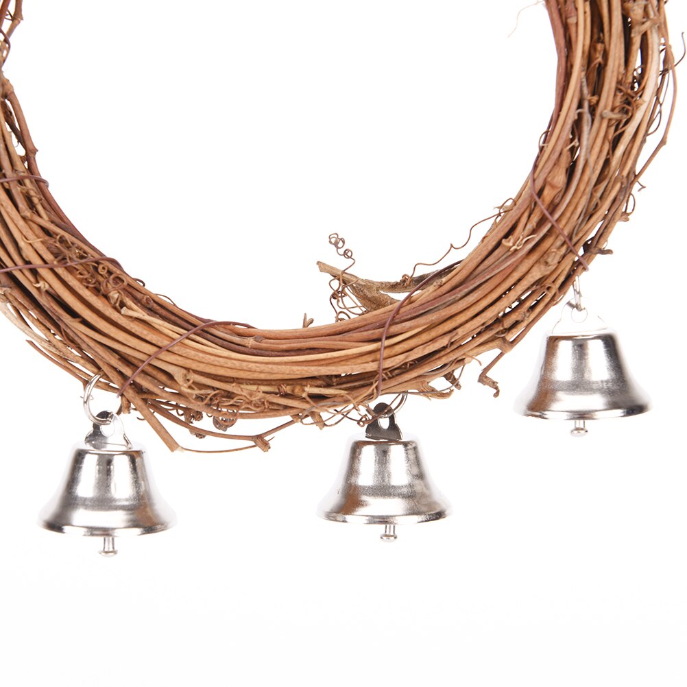 15cm Wooden Bird Parrot Rattan Hoop Swing Ring Hanging Toys With Bell for Pet Parakeet Cockatiel Chew Bite Ring Birds Toy 1pc