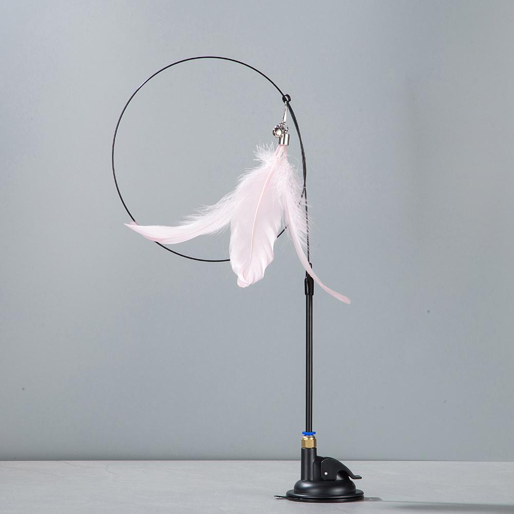 Funny Cat Teaser Stick Replaceable Hook Design Suction Cup Long Rod Interactive Feather Teaser Stick Pet Supplies