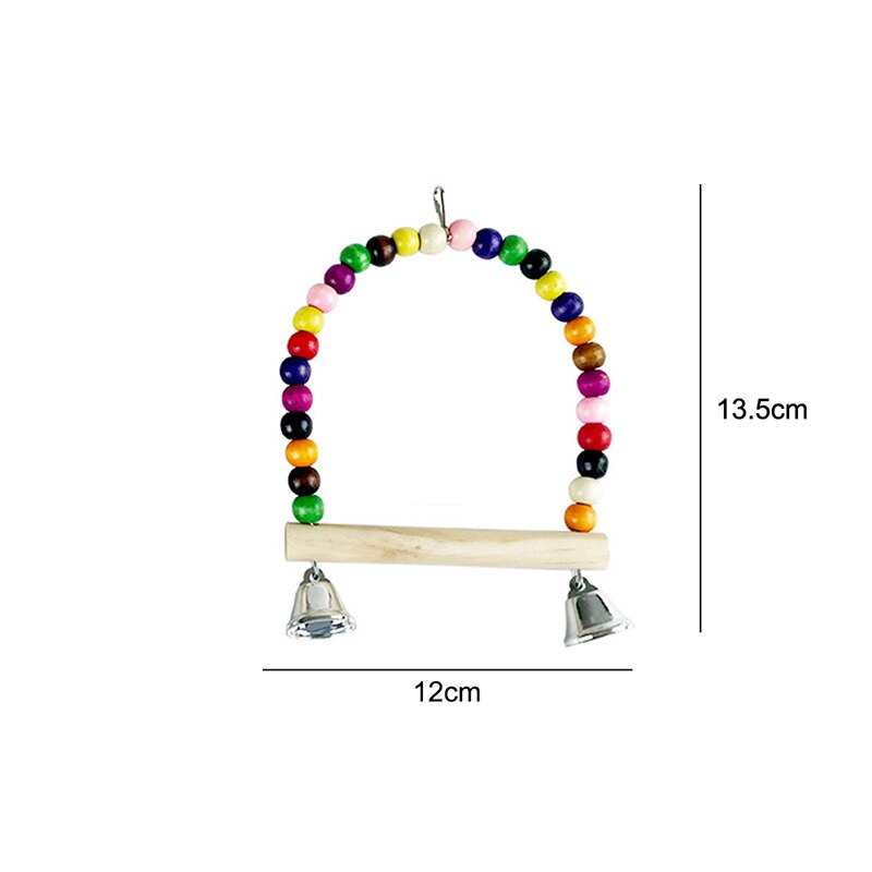 15cm Wooden Bird Parrot Rattan Hoop Swing Ring Hanging Toys With Bell for Pet Parakeet Cockatiel Chew Bite Ring Birds Toy 1pc