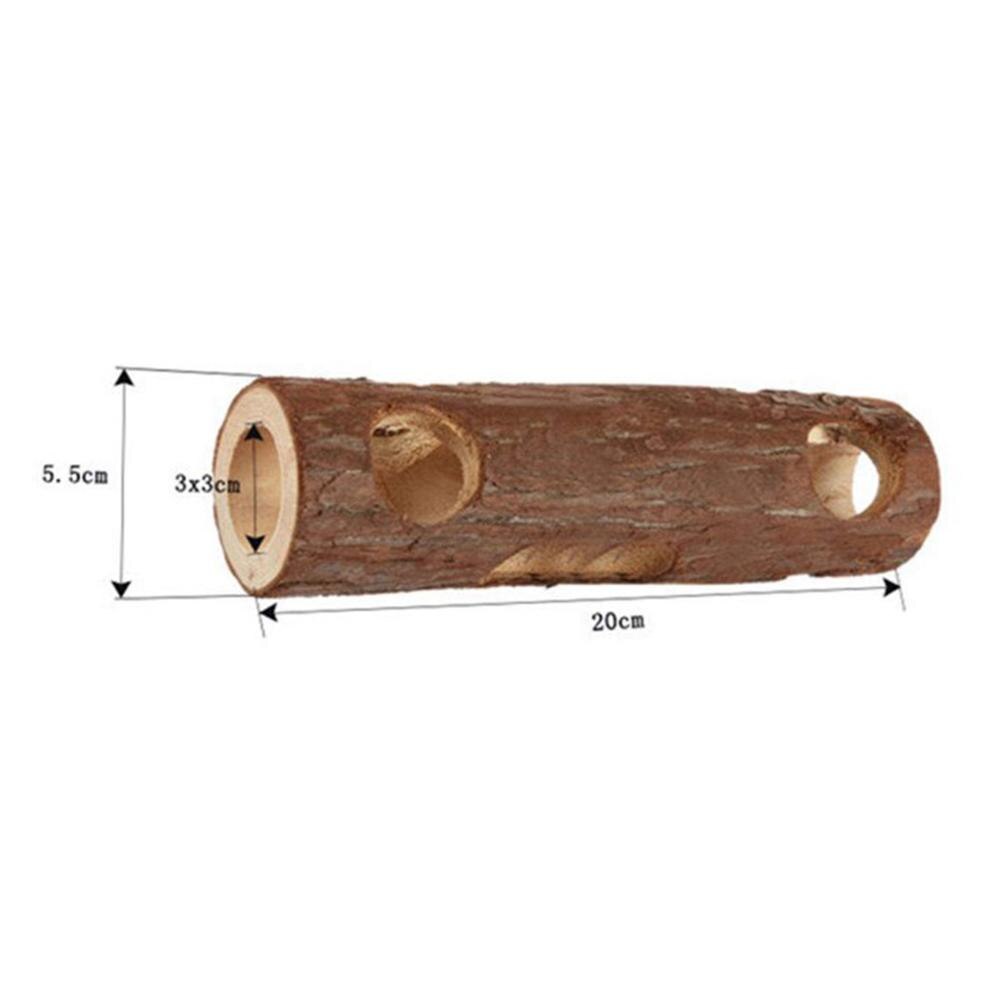 Hamster Natural Wooden Tunnels Tubes Bite-resistant Hideout Tunnel Molar Toy For Indoor Cats Dogs