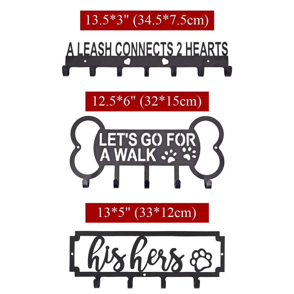 4/5/7 Hooks Organizer Creative Metal Dog Leash Hanger Hook Iron Art Wall-mounted Pet Toy Rack Holder Pet Storage Hooks Hangers