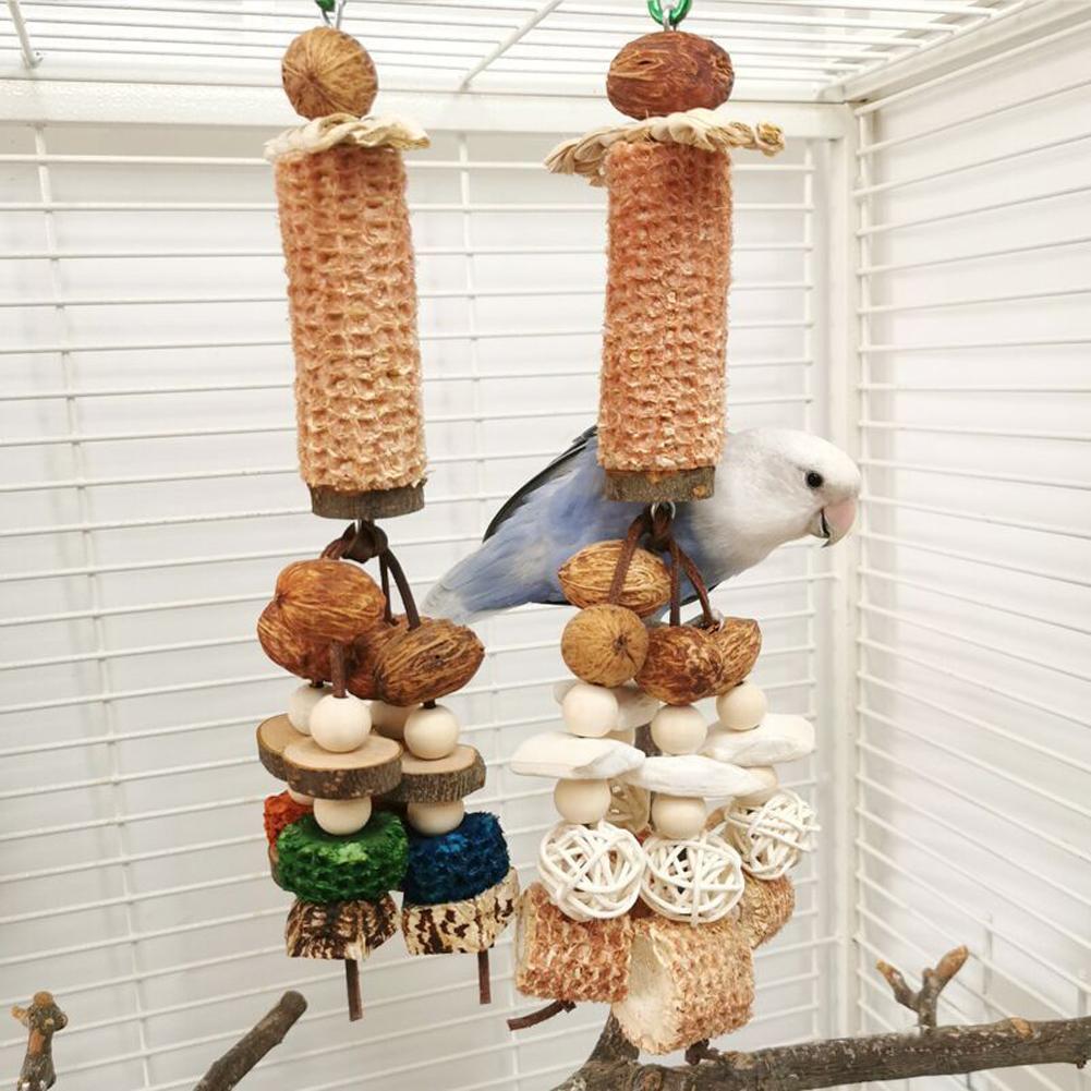 Parrot Hanging Chewing Toys Corn Cob Rattan Ball Molar Treats Toy Bird Cage Accessories For Relieve Boredom