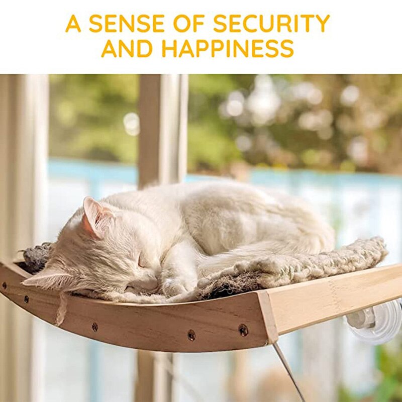 Cat Hammock Seat Window Mounted Cat Bed for Indoor Cats with Strong Suction Cups Safety Space Saving Easy to Assemble Couch