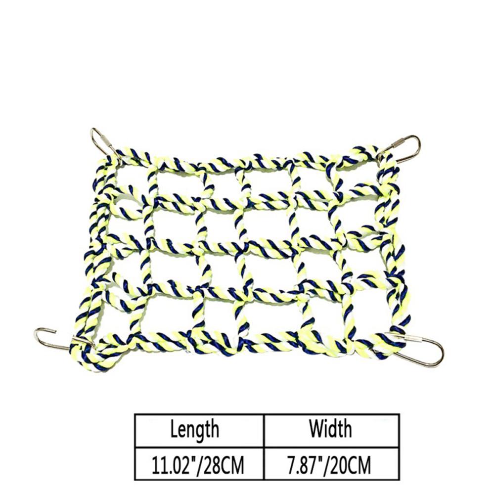 Colorful Cotton Rope Weave Climbing Net With 4pcs Metal Hooks Bird Hammock Toy For Parrot Hamster Squirrel
