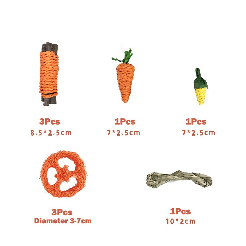 Small Animal Chew Toy Rabbit Carrot Grind Teeth Toy Rodent Chew Applewood Stick Molar Toys For Guinea Pig Chinchilla Hamsters