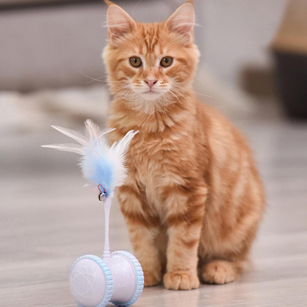 Electric Feather Cat Teaser Stick Smart Cat Self-happy Playing Wand Tumbler Toy Pet Supplies