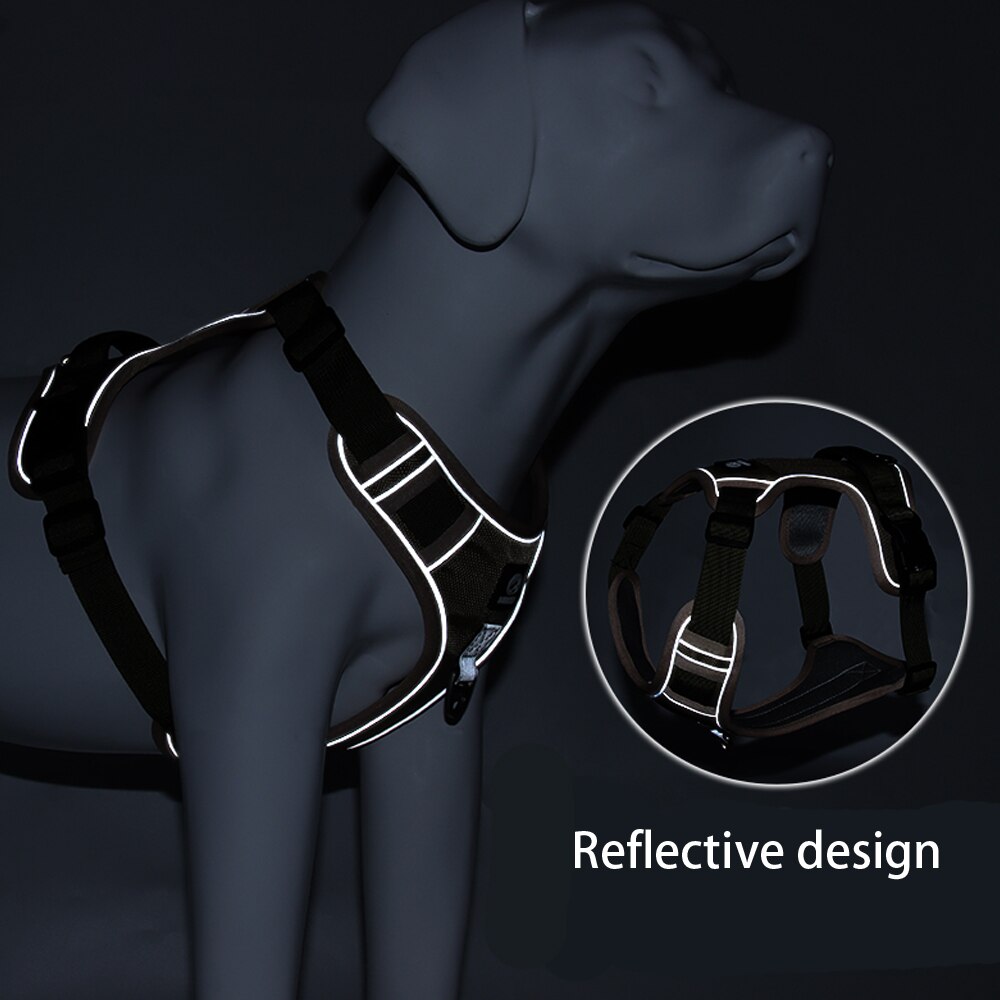 Nylon Reflective Dog Harness Durable Oxford Pet Harness with Handle Adjustable No Pull Pitbull Harness For Medium Large Big Dogs