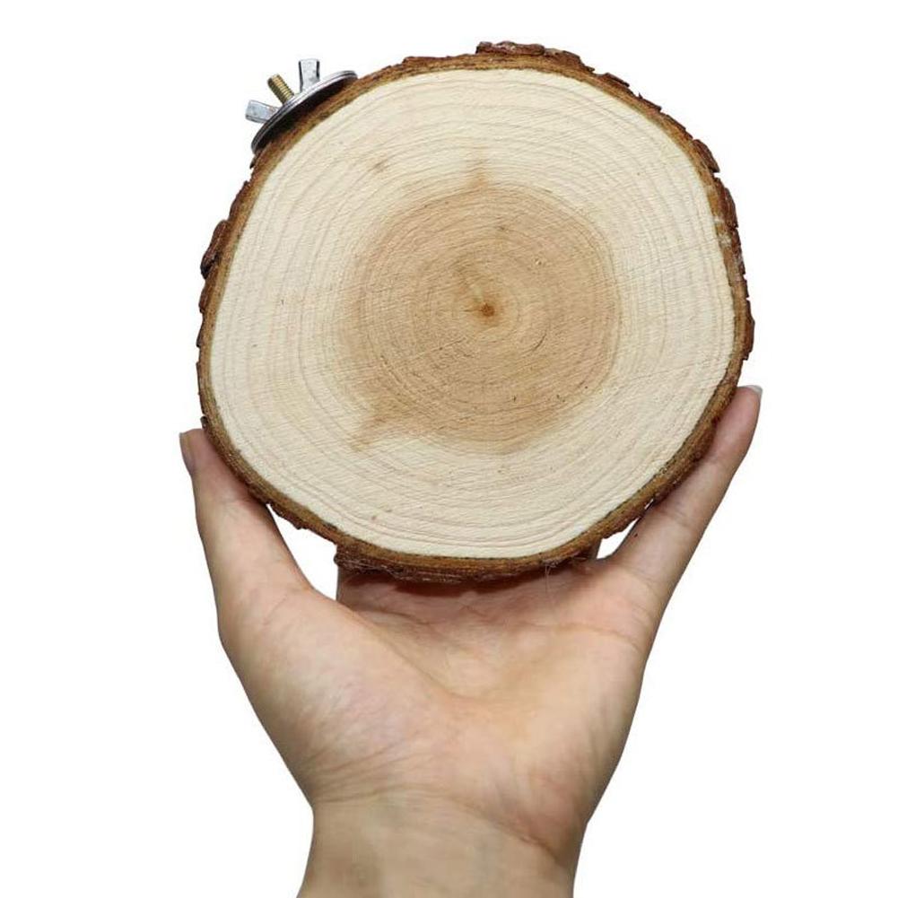 Pet Parrot Bird Cage Perches Platform Round Wooden Stand Board Birds Biting Toys Small Pets Supplies