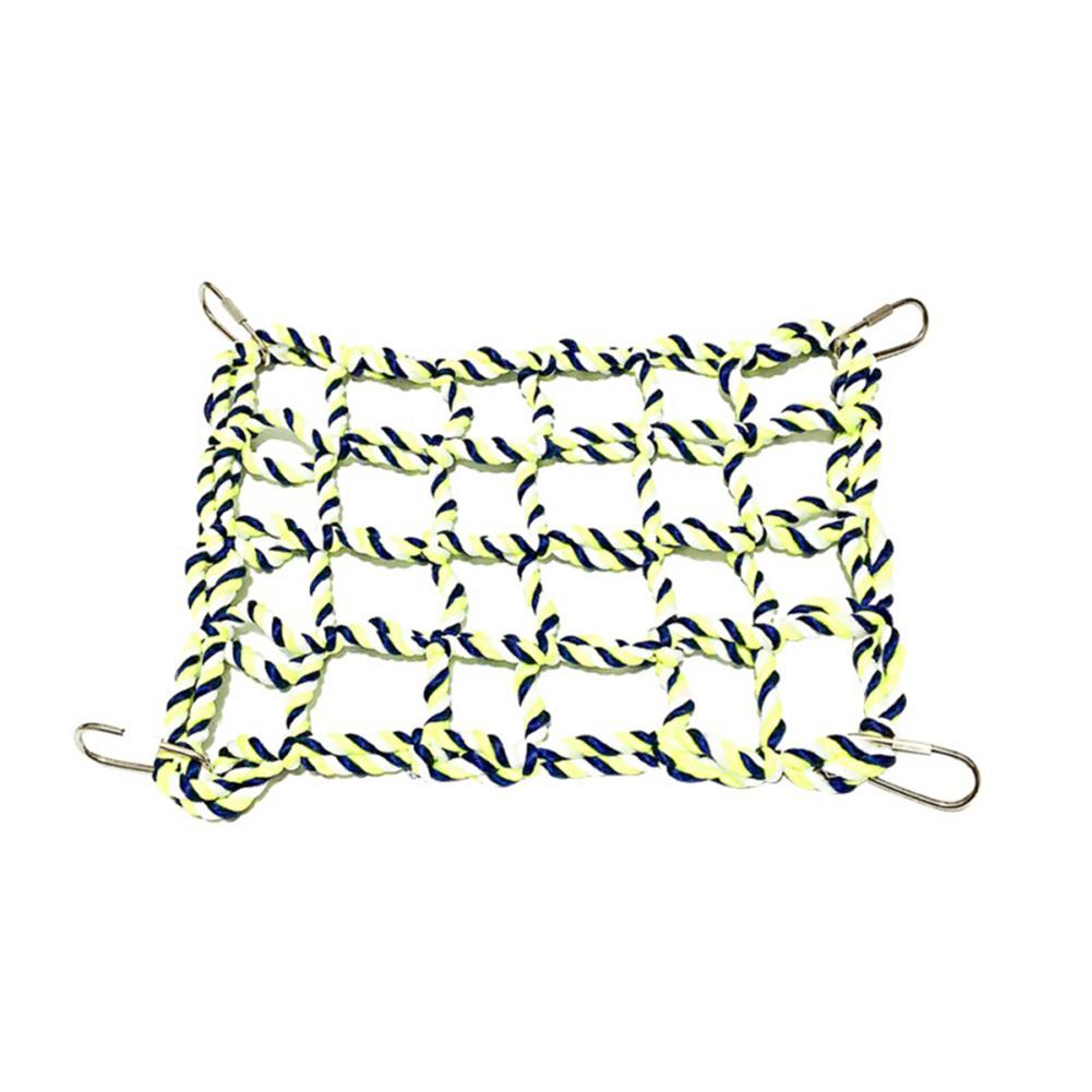 Colorful Cotton Rope Weave Climbing Net With 4pcs Metal Hooks Bird Hammock Toy For Parrot Hamster Squirrel