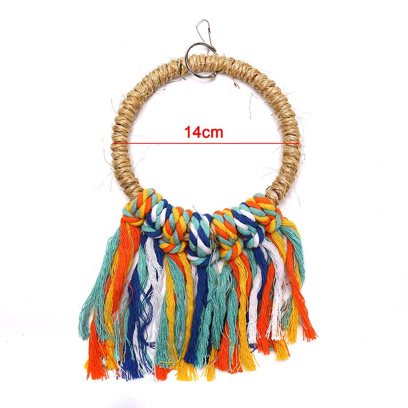 14/20cm Pet Bird Parrot Toy Cotton Rope Circle Colorful Toys Chewing Bite Perch Hanging Cage Swing Stand Climb Toy Bird Supplies