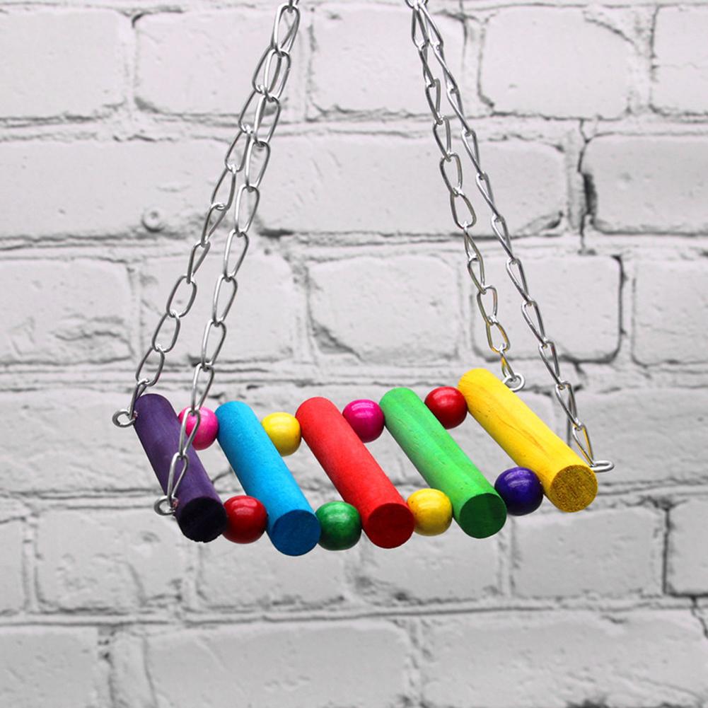 Parrot Wooden Suspension Bridge Hammock Swing Stand Bar Chew Toys Bird Cage Accessories Bird Supplies