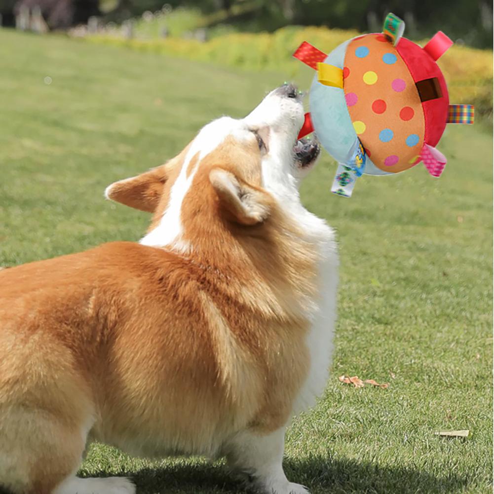 Dog Squeaky Toys Soft Comfortable Cute Plush Rattle Bell Ball Stress Relief Interactive Props Pets Supplies