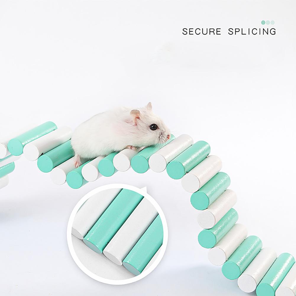Hamster Exercise Ladder Pets Parrot Hamsters Gerbil Climbing Toys Colorful Brige Natural Wooden Pet Ladder Toy With 2 Fix Hooks