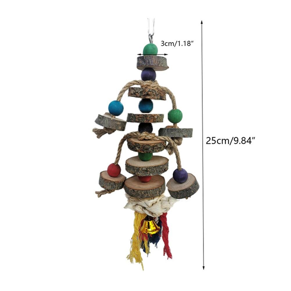 Parrot Natural Blocks Tearing Toys With Hook Colorful Wooden Beads Chew Toy For Small Medium Birds