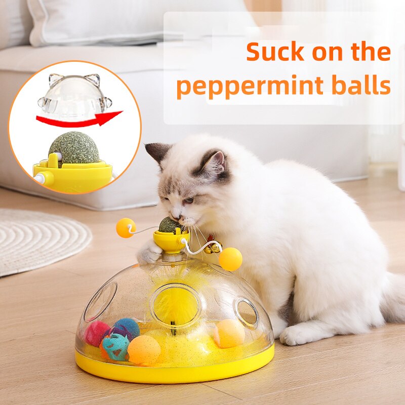 HOOPET Interactive Tower Cat Toy Turntable Ball Toy Cat Kitten Teasing Puzzle Treasure Chest Pet Training Supplies Accessories