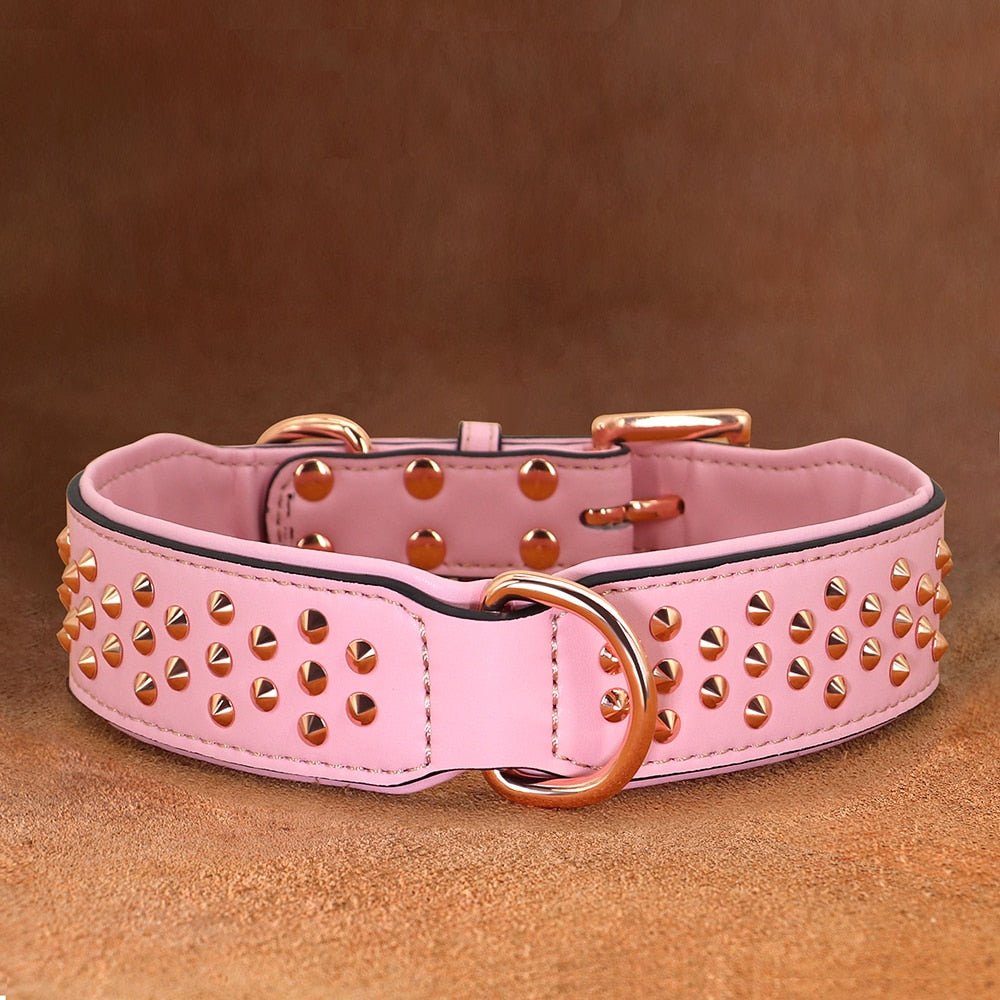 Studded Leather Dog Collar Durable Big Dog Pet Collars German Shepherd Large Collars Adjustable for Medium Large Dog Pitbull