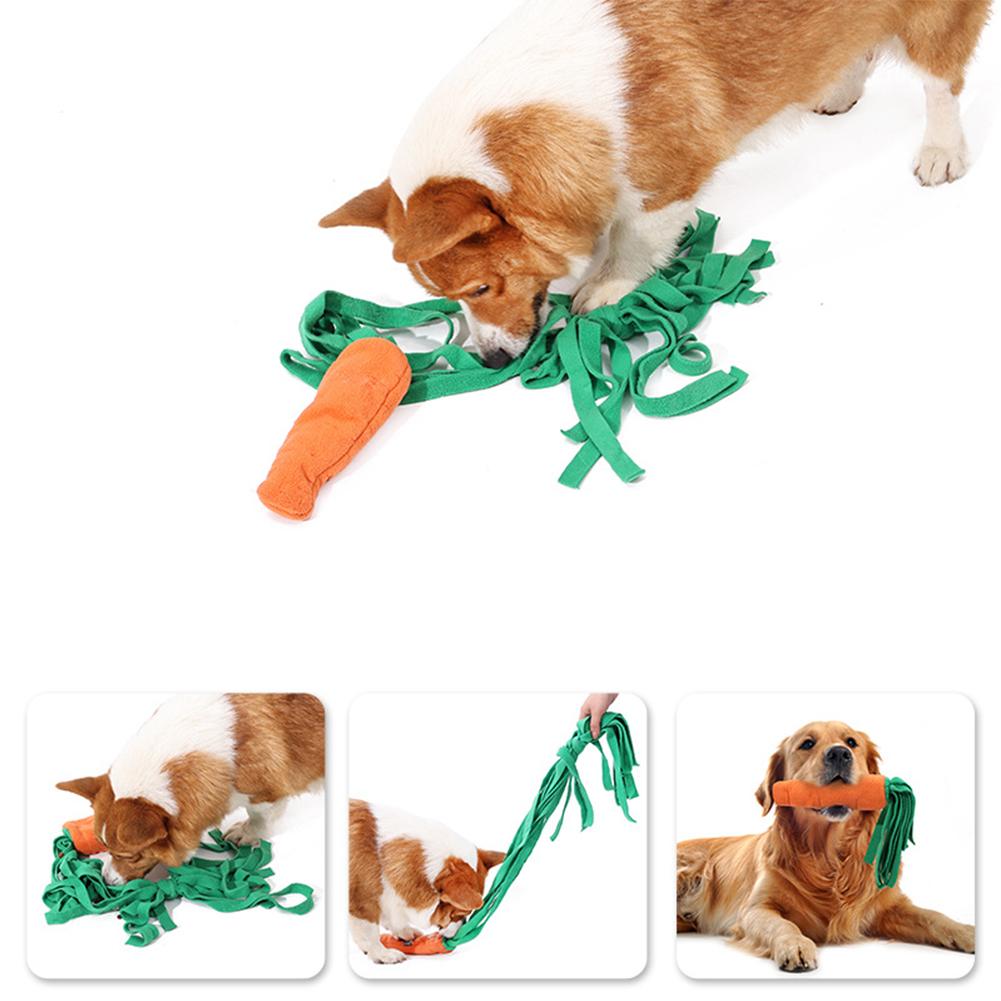 2 In 1 Pet Dog Puzzle Toys Bite-resistant Tear-resistant Carrot Shape Hide Seek Toy For Small Medium Dogs