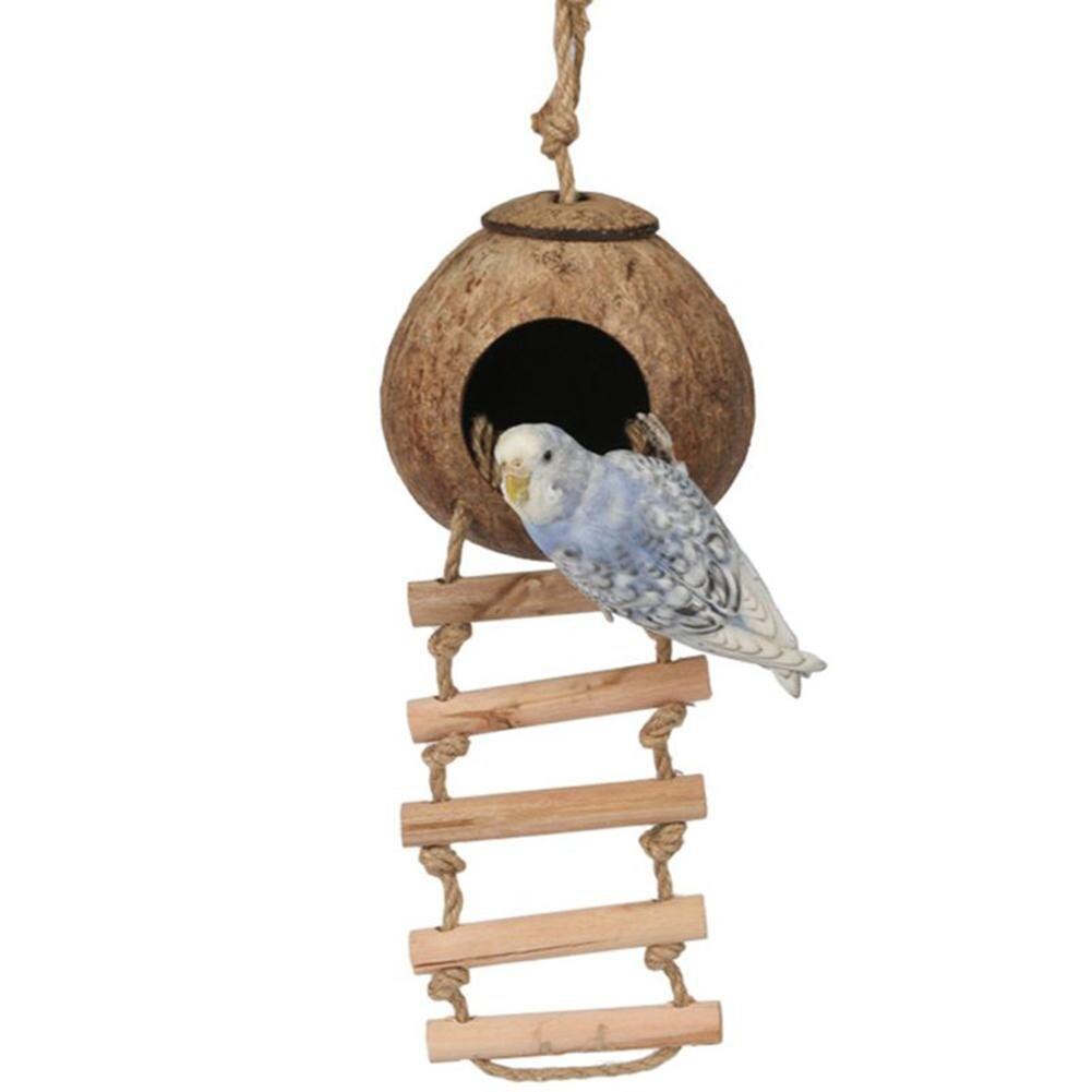 Parrot Natural Coconut Shell Bird Nest Hideout House Playpen Bird Supplies For Hamster Guinea Pigs