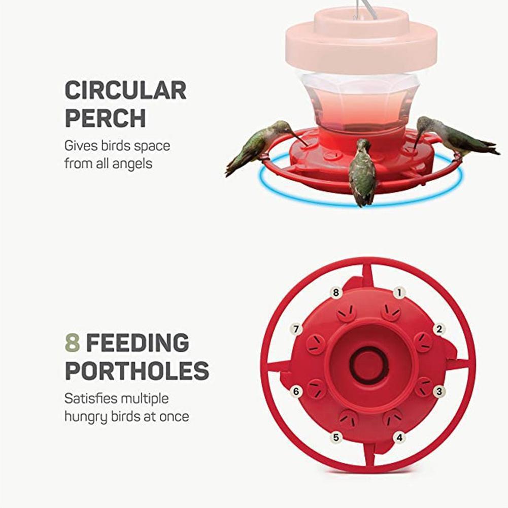 Outdoor Hanging Hummingbird Feeder Leak-proof Food Container With 8 Feeding Ports For Garden Backyard Decoration