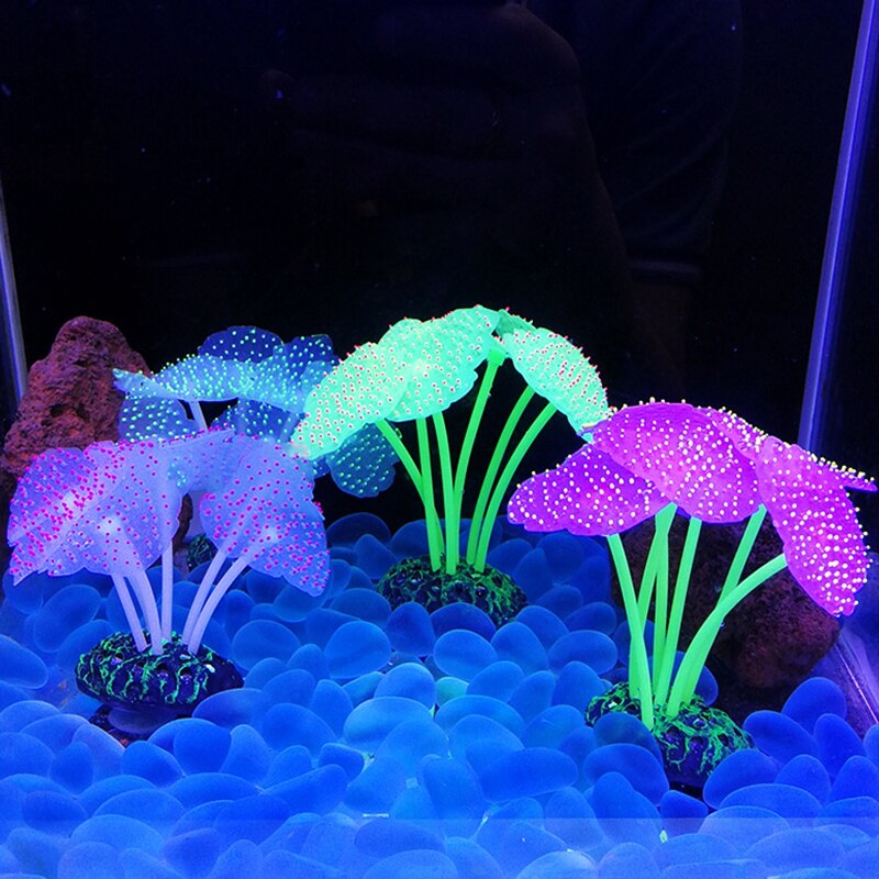 14 Styles Silicone Simulation Coral Fluorescent Aquarium Decoration Glowing Landscape Ornament Fish Tank Aquarium Decoration