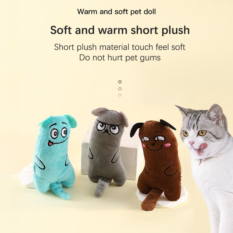 10.5cm Cute Cat Funny Interactive Plush Toy Teeth Grinding Catnip Rattle Paper Toys Kitten Chewing Mouse Toy Pets Accessories