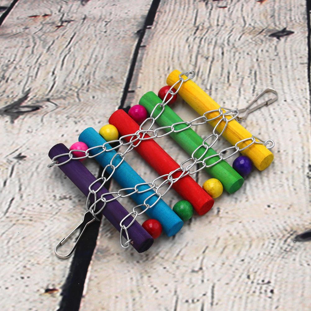 Parrot Wooden Suspension Bridge Hammock Swing Stand Bar Chew Toys Bird Cage Accessories Bird Supplies