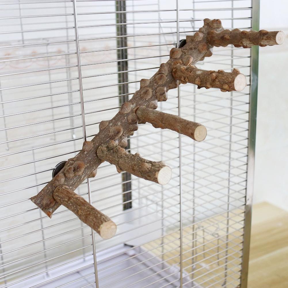 Parrot Nature Wood Climbing Ladder Perch Stand Chew Toys Bird Cage Accessories For Small Animal