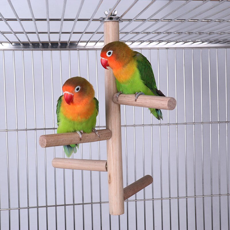 Pet Parakeet Budgie Hanging Play Toys Bird Cage Wood Branch Stand Perches Parrot Wooden Holder Perches Birdcage Accessories