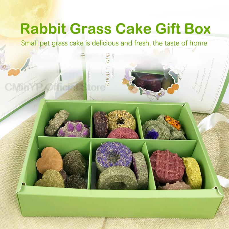 24 PCS Small Pets Rabbit Hamster Grinding Teeth Grass Cake Cookie Chinchilla Guniea Pig Molar Chew Bite Toy Snack Accessories