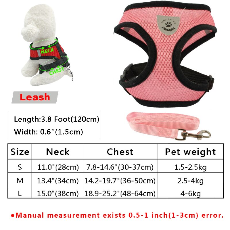 Small Cat Puppy Harness Leash Set Soft Breathable Pet Cat Harness Mesh Cat Vest with Lead for Small Cat Dogs Chihuahua Kitten