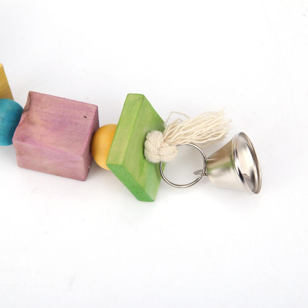 Parrot Bird Colorful Hanging Wooden Chewing Toys Stand Rack Bird Cage Accessories With Bells Bird Supplies
