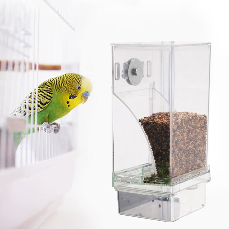 Acrylic No Mess Bird Feeders Automatic Parrot Feeder Drinker Food Container For Perch Budgerigar Parakeets Bird Cage Accessories