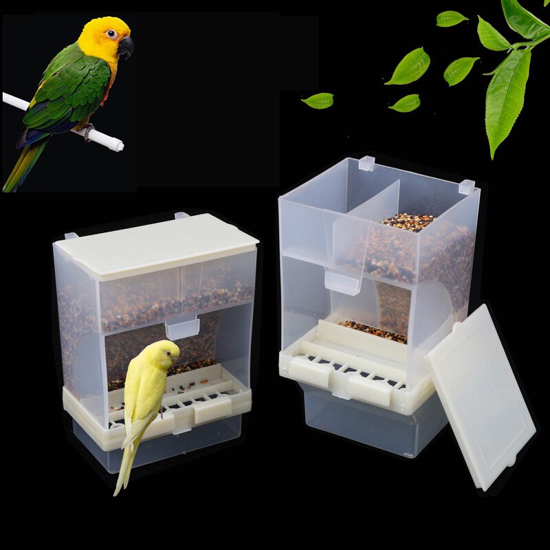 Acrylic No Mess Bird Feeders Automatic Parrot Feeder Drinker Food Container For Perch Budgerigar Parakeets Bird Cage Accessories
