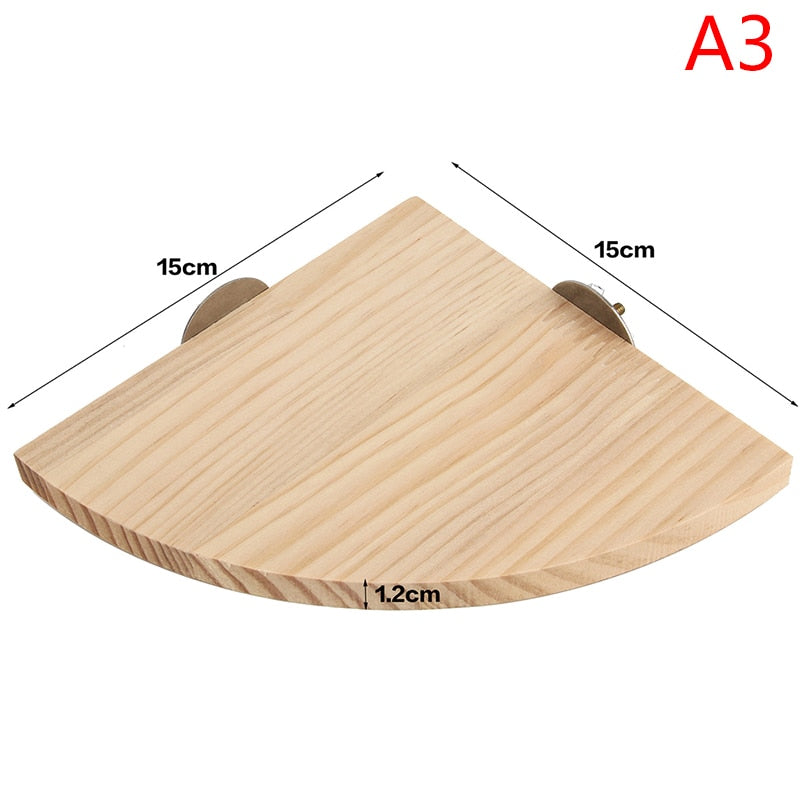 Square Pet Bird Parrot Wood Platform Stand Rack Toy Hamster Branch Perches for Bird Cage Toys 15 Sizes Pet Station Board Round