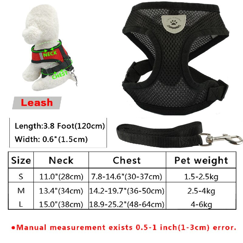 Small Cat Puppy Harness Leash Set Soft Breathable Pet Cat Harness Mesh Cat Vest with Lead for Small Cat Dogs Chihuahua Kitten