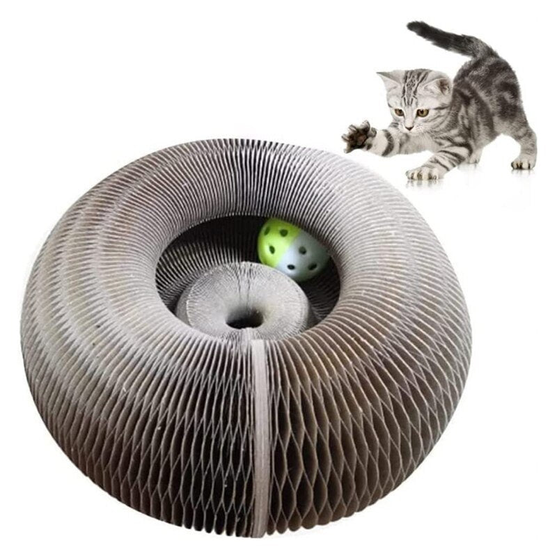 Magic Scratch Organ Board Cat Toy with Ball Cats Grinding Claw Climbing Frame Kitten Round Corrugated Cat Scratching Toys