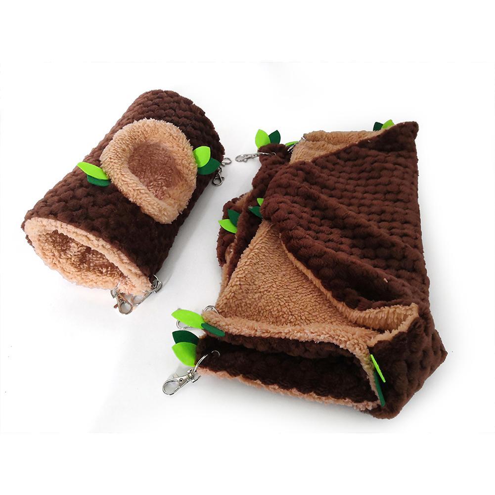 2pcs/set Plush Hanging Hammock Tunnel Hideout Warm Double-layer Pet Sleeping Bag Supplies